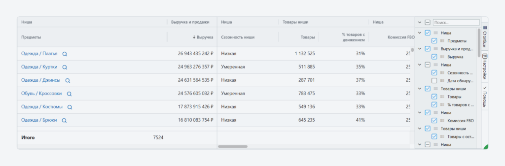 Интерфейс инструмента Выбор ниши Интерфейс инструмента Выбор ниши