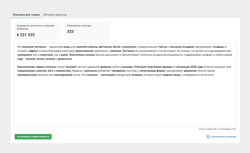 Готовое описание с помощью нейросети.