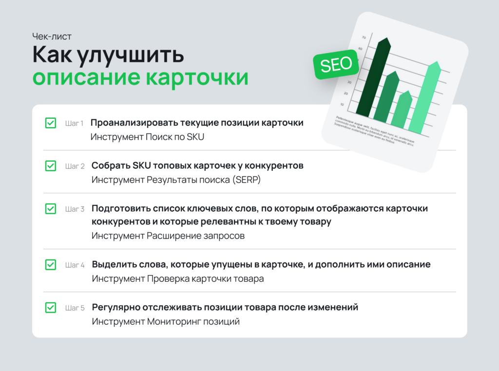 Как улучшить описание карточки и повысить позиции.