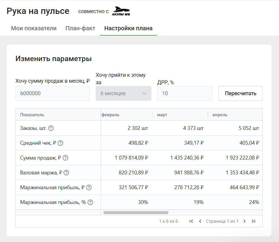 Настройки плана Настройки плана