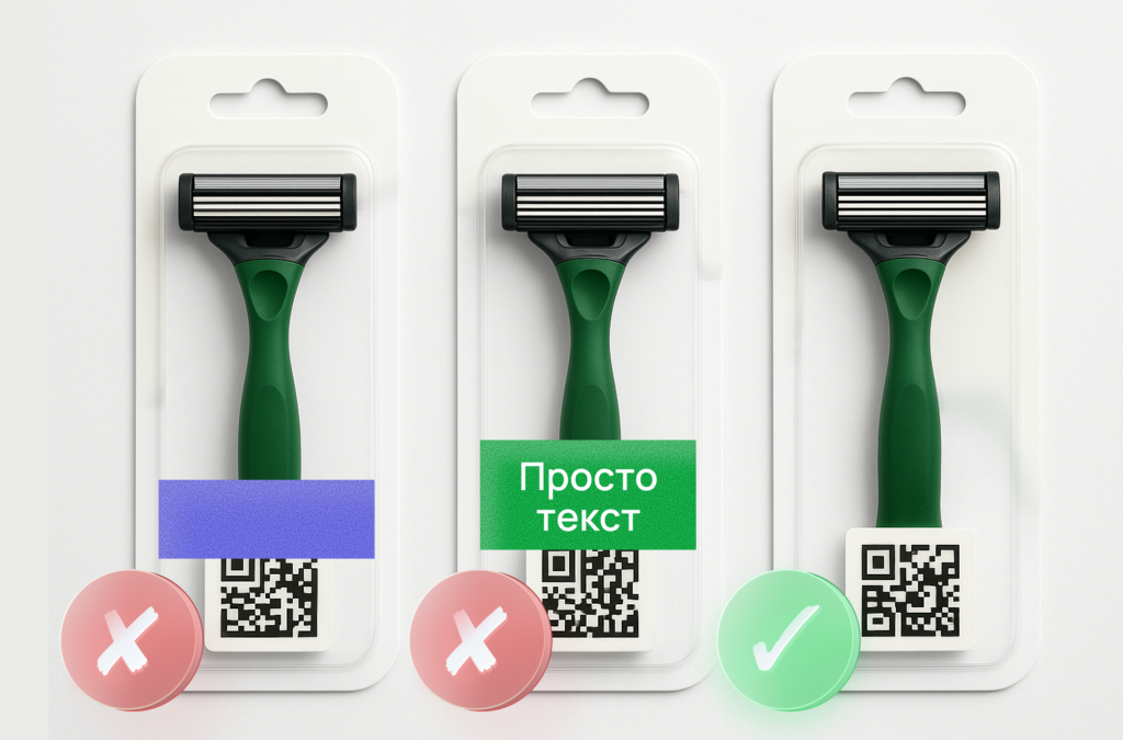 Как правильно размещать код на упаковке.